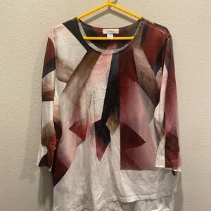 CJ Banks Multicolor Abstract Women's Blouse